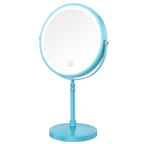 Image of DEIOVWXS Makeup Mirror, Rechargeable Vanity Mirror with 3 Lights, 1X /10X