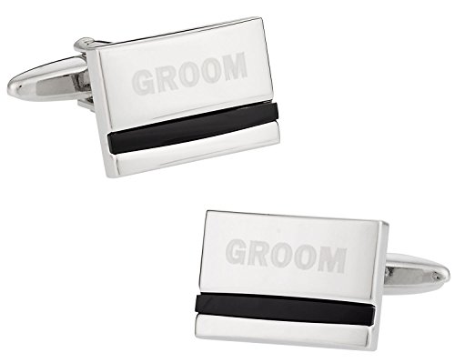Mancuernillas plata con ónix para bodas y eventos miniatura 1