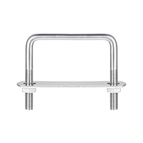 Image of uxcell Square U-Bolts, 5 Sets 72mm(2.83 inch) Inner Width 70mm Length M8 304 Stainless Steel U Clamp Bolt with Nuts and Plates, for Boat Trailer