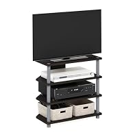 Furinno ECON TV Stand, 4-Tier Petite Entertainment Center, TV Console for TV up to 32 Inch, Easy Assembly, for Living Room, Bedroom, Espresso