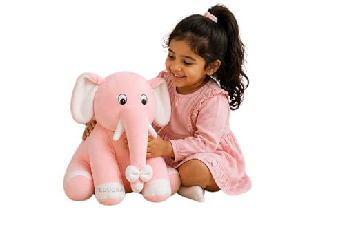 Image of Appu Ele Soft Toy for Girls Boys Kids, Pink, Elephant Animal Plush Stuffed Baby Teddy Gift Birthday, 25 cm