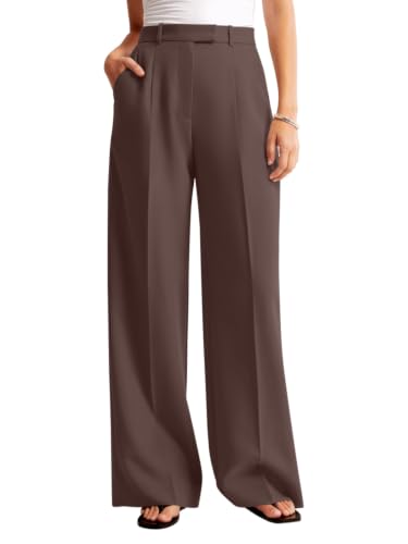Image of NIMIN Women Wide Leg Work Pants High Waisted Dress Trousers with Pockets