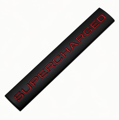 Image of 2pcs Supercharged Metal Car Emblem Premium Auto Badge Rear Trunk Side Decal Sticker (Black Red)