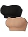 BINACL Strapless Bra for Women, Seamless Wirefree Bralette, Invisible Non-Slip Padded Bandeau Tube Top, Black+Beige 3XL