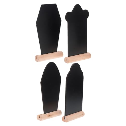 ibasenice 4 Piezas Pizarra de Madera Forma de Ataúd para Decoración de Pascua, Tablero de Mensajes Fácil de Escribir para Proyectos DIY y Letreros Festivos