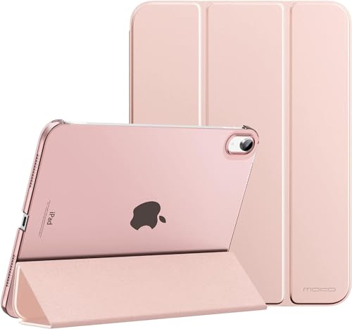 MoKo for iPad (A16) 11th Generation Case 11 Inch 2025, iPad 10th Generation Case 10.9 Inch 2022, Slim Stand Hard PC Translucent Back Shell Smart Cover, Support Touch ID, Auto Wake/Sleep, Rose Gold