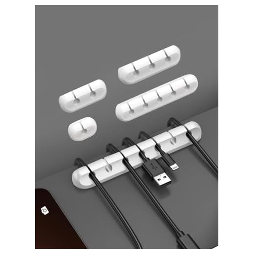 4 Packs Cord Organizer, Cable Clips Cord Holder, Cable Management Power Wire Cord Clips, Cable Labels (7, 5, 3, 2, 1 White)