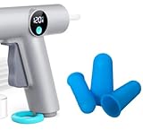 Heißklebepistole Akku mit LED-Temperaturdisplay,2500mAh Kabellose Heissklebepistole mit Typ-C Aufladung,25pcs heißklebestift 7mm - Schnellaufheizung in 40s,Heißklebepistole für DIY, Handwerk