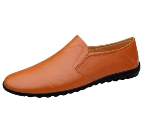 Prom Slip On Breathable Lightweight Anti-Slip Flexible Genuine Leather Round Toe Loafers for Men