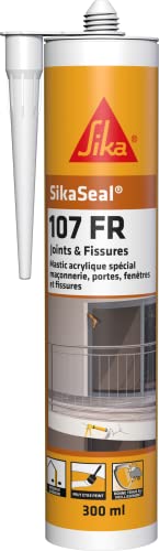 Masilla acrílica especial para Fachada – sikaseal, 107 juntas y fisuras (Sikacryl Pro) – 300 ml, blanco, 525637