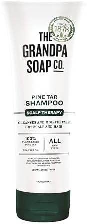 Grandpa's The Soap Company Pine Tar Shampoo - Cleanses and Moisturizes Dry Scalp, With Pine Tar and Tea Tree Oil, All Hair Types, Vegan, Sulfates and Parabens Free, 8 Fl Oz.