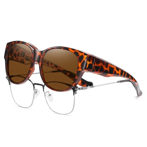 Image of HAOLOTA Fit Over Glasses Sunglasses for Women Polarized | Over Glasses Sun Glasses, UV400 Polarized Lens, Trendy Cat Eye Sunglasses, Lightweight and Flexible, Driving, Daily Use