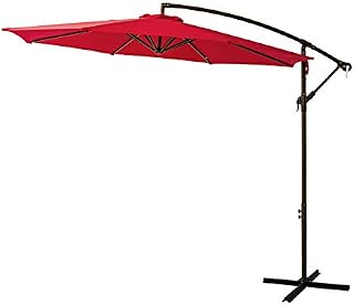 FLAME&SHADE 3m Cantilever Offset Banana Garden Parasol Outdoor Patio Umbrella with Cross Base Stand, Navy Blue