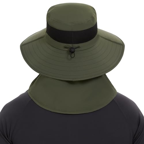 Bassdash Upf 50+ Breathable Sun Hat With Removable Face Cover And Neck Flap Wide Brim Bucket Hat For Fishing Hiking Men Women Army Green thumb #1