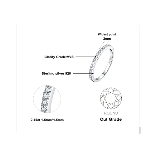 JewelryPalace Genuine Moissanite Wedding Rings for Women, Eternity 14k White Yellow Rose Gold Plated 925 Sterling Silver Promise Ring for Her, Round Cut Simulated Diamond Anniversary Band Ring VVS D-F2