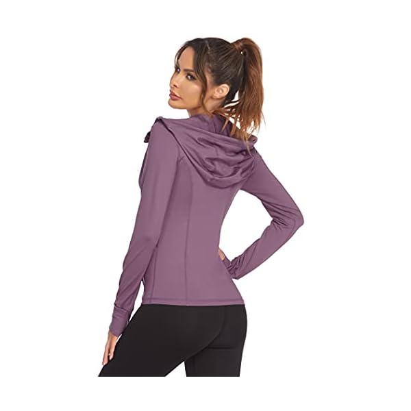 Mokermi Women's Running Jacket Full Zip Athletic Hoodie Lightweight Sportswear Fit Sports Yoga Workout Track Jacket