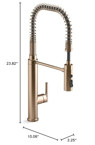 KOHLER ?24982-BV Purist&reg; SEMI-PRO Kitchen Faucet, Commercial Kitchen Sink Faucet with Pull-Down Sprayhead, Vibrant Brushed Bronze