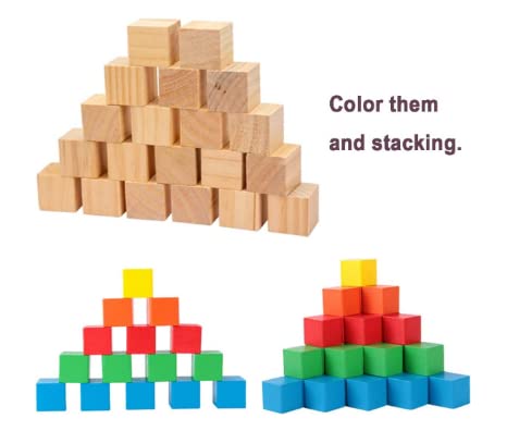 Image of Wooden Square Cubes (1.5 Inch x 1.5 Inch) for Art and Craft - Wood Blocks, Cube Blocks (60 Pieces)