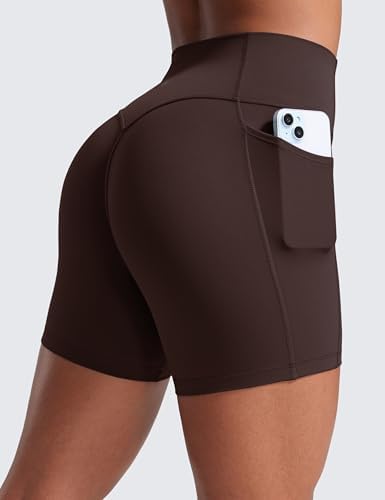 CRZ YOGA Secretsculpt Biker Shorts Pockets 5'' Hot Fudge Brown X-Small
