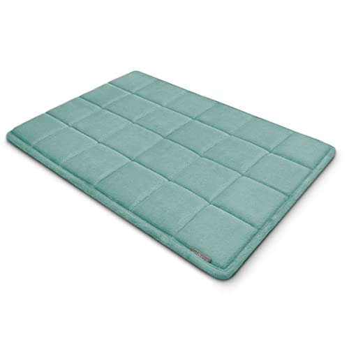 Microdry SoftLux Badematte, bestickt, quadratisch, rutschfest, 40,6 x 61 cm, Aqua Cover