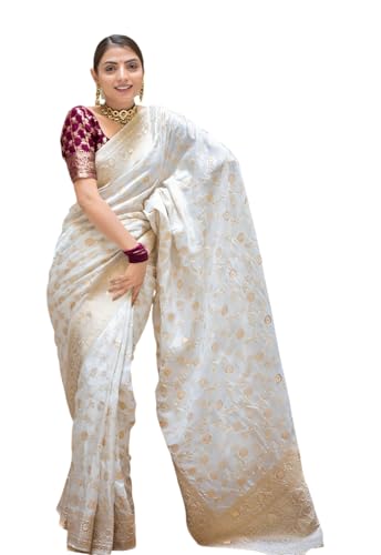 Image of Yashika Women's Pure Kanjivaram Silk Saree Soft Banarasi Style Wedding With Blouse Piece | Saree For Women | New Sari