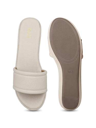 Image of Inc.5 womens Womens Cream Casual Solid Round Toe Flats Euro 43 Sandal