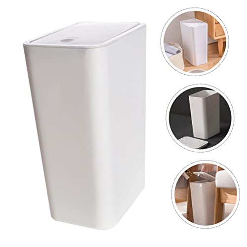 Caneca de basura pequeña rectangular con tapa de plástico miniatura 6