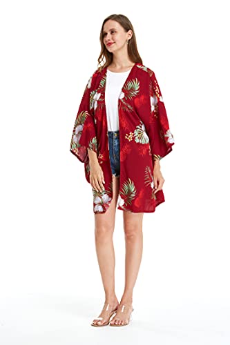 Image of Women's Hawaiian Open Front Kimono Top Signature Prints | Open Front Design; Lightweight Rayon; Signature Tropical Prints; Relaxed Fit; Resort Vacation Style