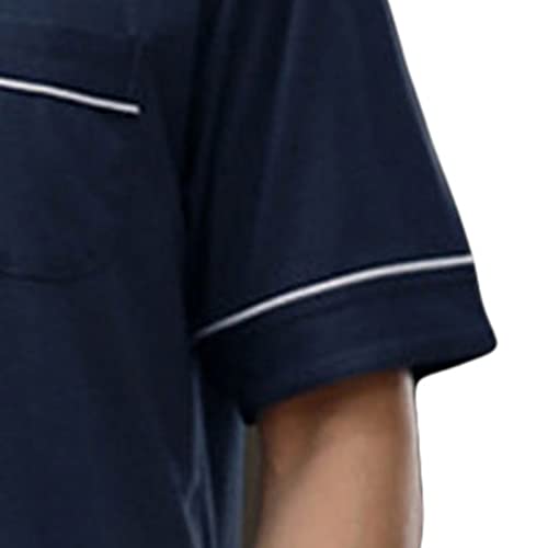 Men's Nightshirt Short Sleeve Nightgown Comfy Nightwear Big&Tall Henley Nightdress Soft Loose Pajama Sleep Shirt4