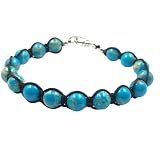 SHNAYA JEWELS AAA " BLUE COPPER TURQUOISE " Natural Healing Power Gemstone Crystal Beads Unisex Brac