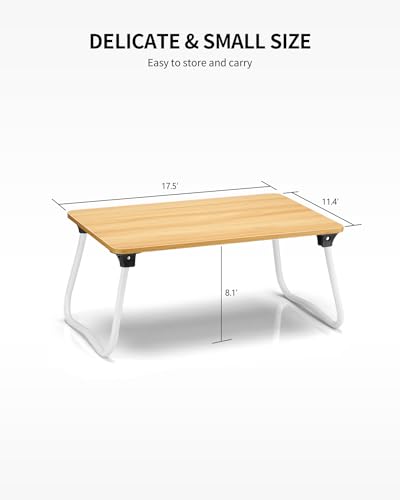 Image of Ruxury Foldable Lap Desk Laptop Stand Bed Desk Table Tray, Breakfast Serving Tray, Portable & Lightweight Mini Table, Lap Tablet Desk for Sofa Couch Floor - Wood