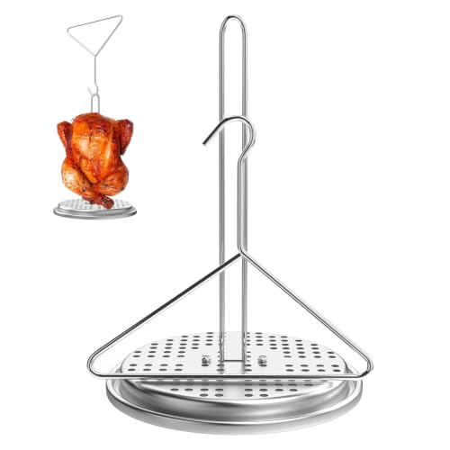 BBQ-PLUS Turkey Chicken Poultry Deep Frying Rack and Handle ...