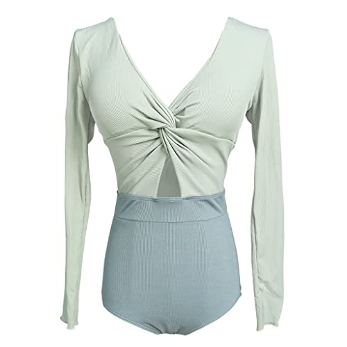 Maillot de bain une pièce vert plissé pour masquer le ventre avec dos nu élégant