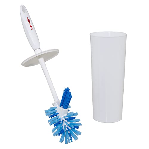 Vileda - Vileda Toilet Brush and Holder | Convenient Closed Caddy | Strong, Durable Toilet Bowl Cleaner Brush