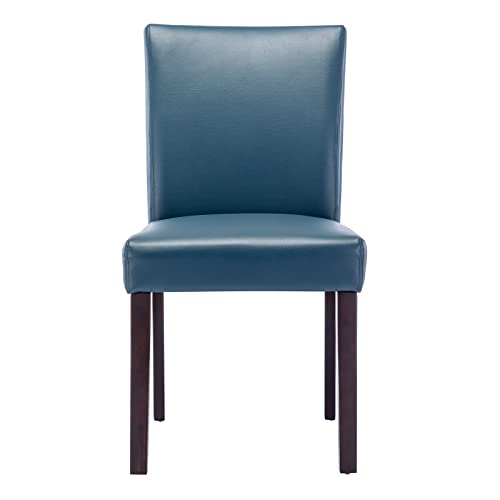 Watson & Whitely Upholstered Kitchen & Dining Room Chairs With Low Back, Faux Leather Armless Dining Chairs With Solid Wood Legs, Set Of 2, Blue #TOP6