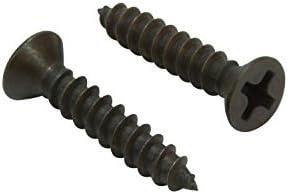 6 X 3/4'' Black Oxide Coated Stainless Flat Head Phillips Wood Screw, (100 Pack), 18-8 (304) Stainless Steel Screws Corrosion Resistant by Bolt Dropper