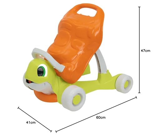 Chicco Tortue Aide à la Marche 2en1 Eco +, Trotteur et Porteur, Idéal pour Apprendre à Marcher, Fait en Plastique Recyclé, Fabriqué en Italie, Idée Cadeau, Trotteurs et Porteurs pour Bébés 9-36 Mois