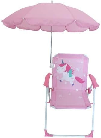 Kings Kids Outdoor Fun Beach Seat with Umbrella - Unicorn Pink