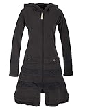 Langer Damen Patchwork Eco Recycling Fleecemantel mit Kapuze