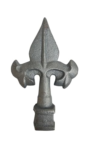 Image of Cast Iron Fence Finials, Multiple Decorative Styles & Sizes, 1 /2 inch to 1 inch Inch Square and Round Spears, Fleur de Lis Design (1 /2 inch French SQ, 5)