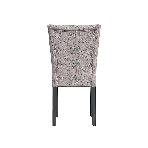 HomePop Classic Parsons Dining Chair -Gray Linen Artistic Floral Print (Set of 2) - Thumbnail 6