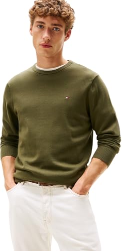 Tommy Hilfiger Pull Homme Essential Cotton avec Col Ras-du-Cou, Vert (Huntsman Green), XL