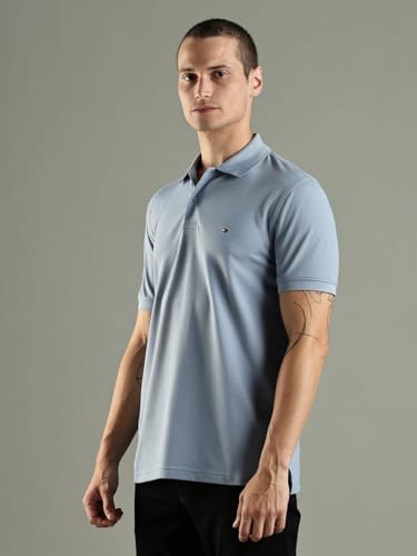 Image of Tommy Hilfiger Solid Regular Fit Cotton Polo T-Shirt