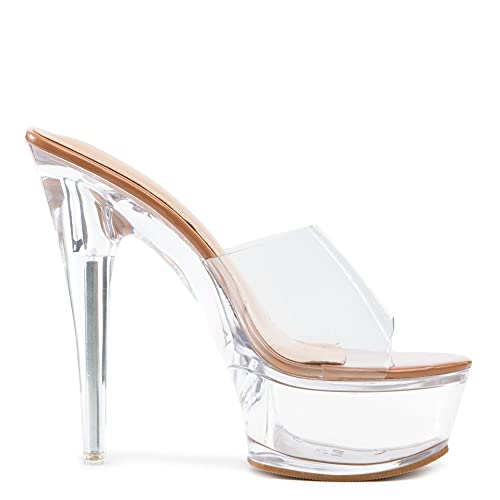 Liliana Women's Stiletto Clear Heels with Platform, Slip-On Platform Heels (Runs One Size Small)2