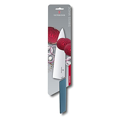 Victorinox, 6.9016.202B, Swiss Modern, Tranchiermesser, Extra scharfe Klinge, mit geradem Schliff, Robuster Kunststoff-Griff, Kornblumen-Blau, Made in Switzerland, Spülmaschinengeeignet
