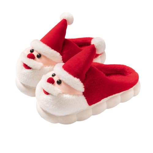 Christmas Slippers for Womens Mens, Christmas Womens House Slippers with Cute Christmas Tree Santa, Fuzzy Lightweight Slippers for Indoor Outdoor