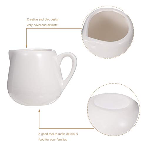 Yarnow Mini creme clássico de cerâmica branca pura com alça, 2 jarra pequena para leite de café