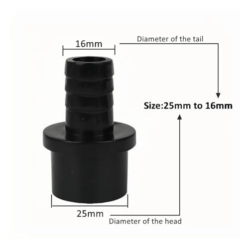 Conector de manguera de PVC negro 32mm a accesorios de tubería con púas 20mm 6