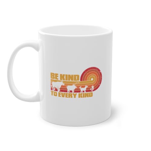 Be Kind To Every Taza de Café Amantes del Bienestar Infantil | Taza de Café Protección Derecha Salvaje Animal Blanco (02725C)