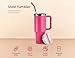 KooK Stainless Steel Tumbler, with Straw and Handle, Leakproof, Vacuum Insulated Travel Coffee Mug, Reusable Double Walled Water Bottle, Keeps Hot or Cold, 40 oz, Bubblegum Pink